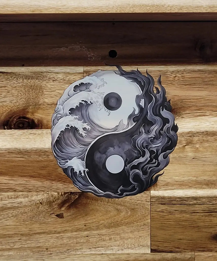 Walker Wood Gifts sword display Traditional 2-Tier Acacia Katana Wall Display Shelf with Yin Yang & White Dragons