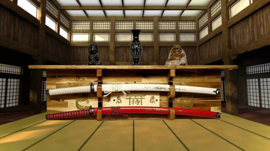 Walker Wood Gifts sword display Traditional 2 Tier Katana Acacia Wall Shelf Bushido Code Golden Dragon Dojo Gift