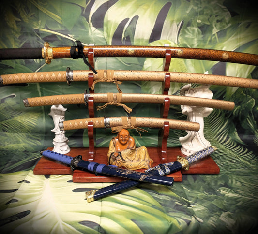 Walker Wood Gifts sword stands Beautiful 4 Tier Brazilian Cherry Katana Wakizashi Sword Display Stand A Perfect Gift for Martial Arts Collectors Dojo Enthusiasts