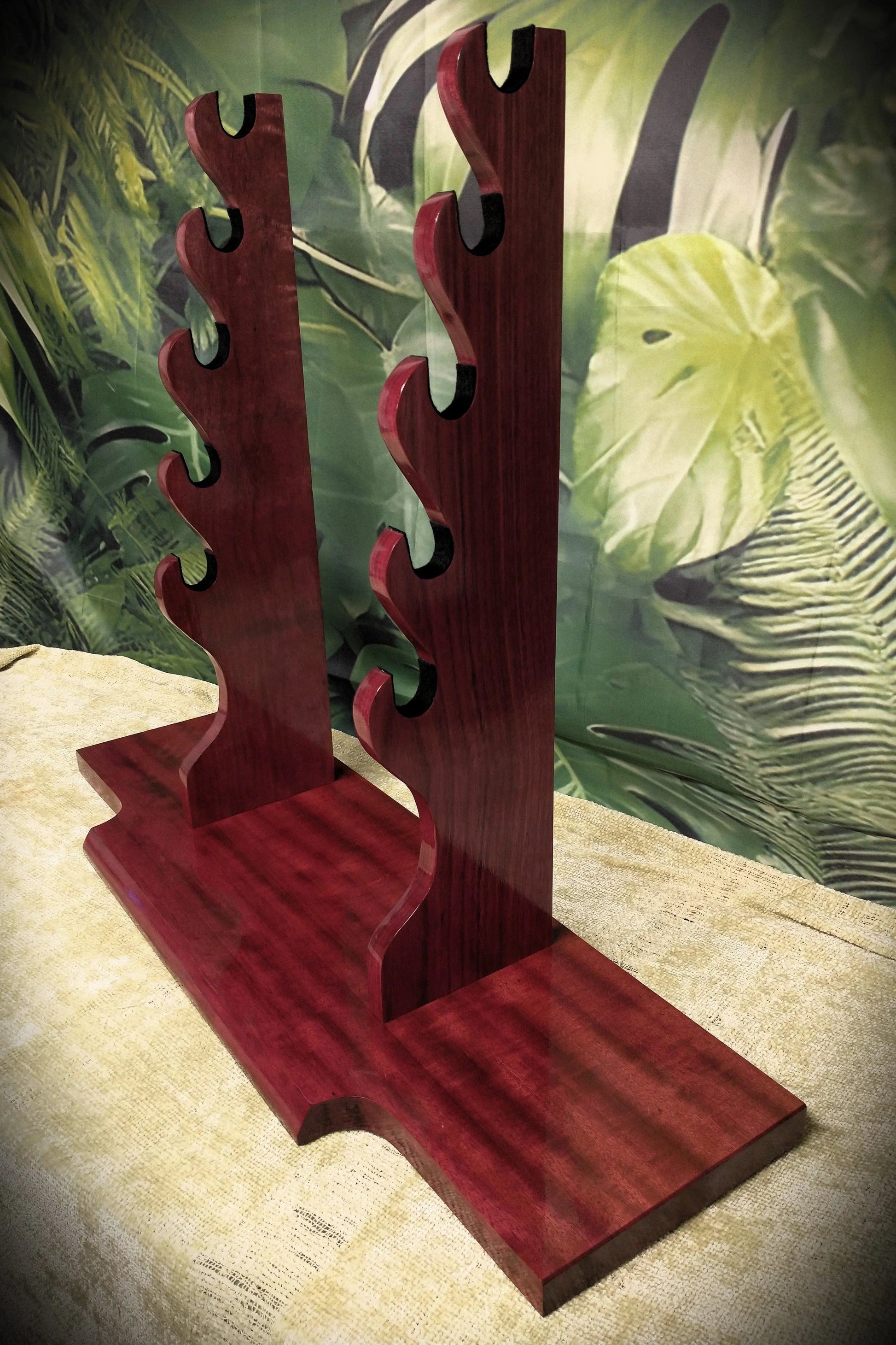 Walker Wood Gifts sword stands Beautiful 5 Tier Purple Heart Katana Wakizashi Sword Display Stand A Perfect Gift for Martial Arts Collectors Dojo Enthusiasts