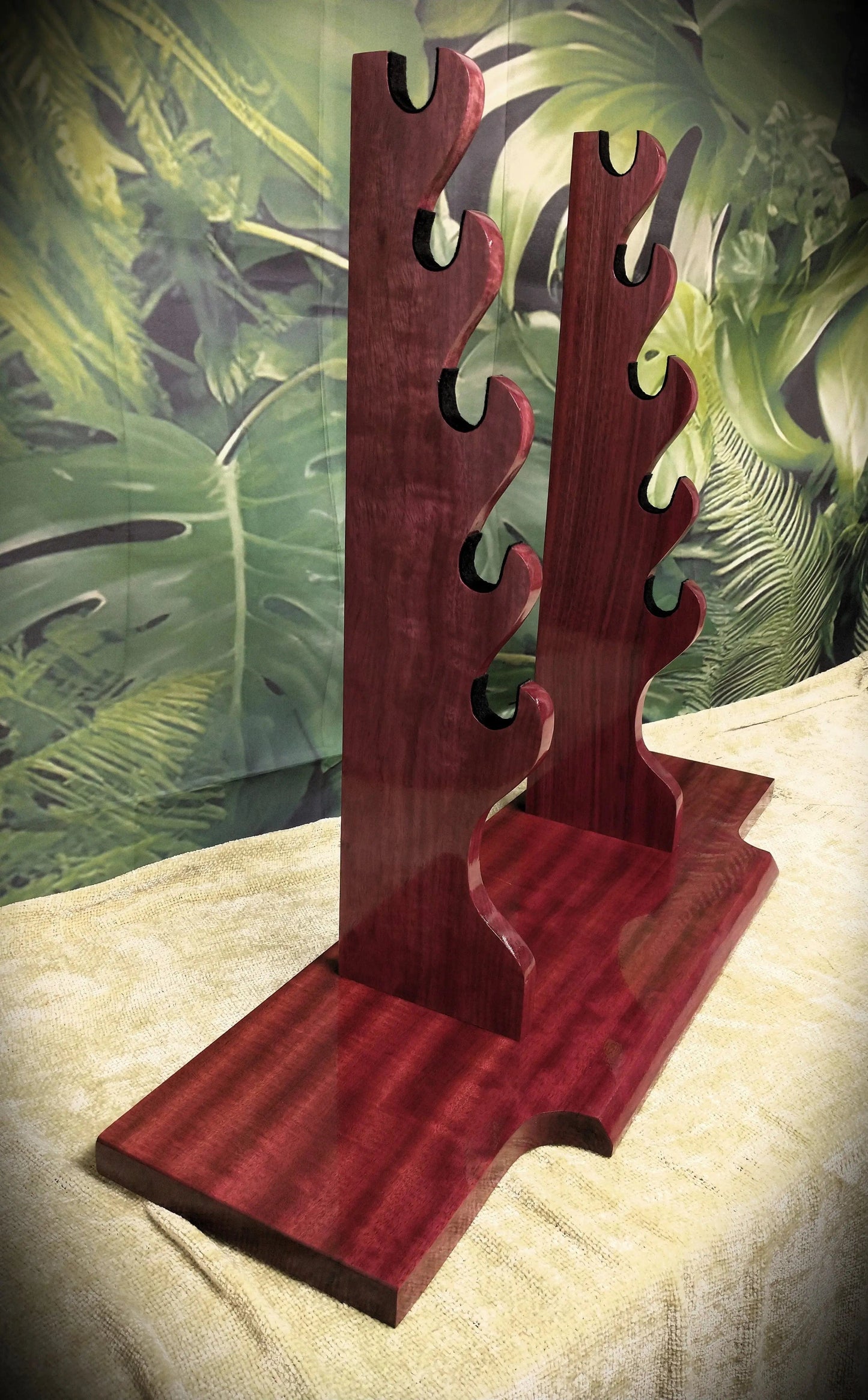 Walker Wood Gifts sword stands Beautiful 5 Tier Purple Heart Katana Wakizashi Sword Display Stand A Perfect Gift for Martial Arts Collectors Dojo Enthusiasts