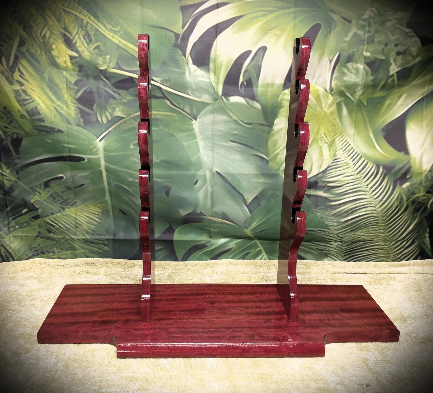 Walker Wood Gifts sword stands Beautiful 5 Tier Purple Heart Katana Wakizashi Sword Display Stand A Perfect Gift for Martial Arts Collectors Dojo Enthusiasts