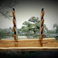Walker Wood Gifts sword stands EXOTIC LIVE EDGE 4 Tier Canary Wood Samurai Sword Display Stand A Perfect Gift for Martial Arts Collectors Dojo Enthusiasts