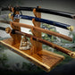 Walker Wood Gifts sword stands EXOTIC LIVE EDGE 4 Tier Canary Wood Samurai Sword Display Stand A Perfect Gift for Martial Arts Collectors Dojo Enthusiasts