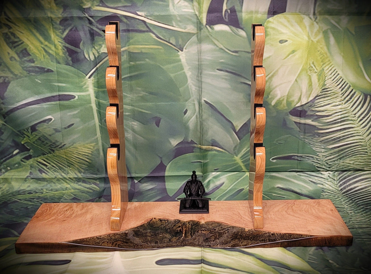 Walker Wood Gifts sword stands Handcrafted 4-Tier Samurai Sword Stand | Live Edge Maple & Brazilian Cherry