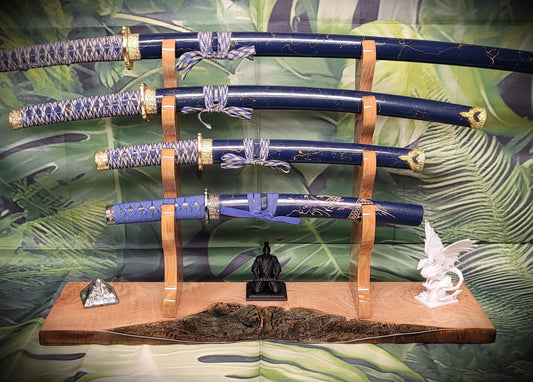 Walker Wood Gifts sword stands Handcrafted 4-Tier Samurai Sword Stand | Live Edge Maple & Brazilian Cherry