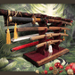 Walker Wood Gifts sword stands LARGE LIVE EDGE 9 Tier Purple Heart Katana Wakizashi Sword Display Stand A Perfect Gift for Martial Arts Collectors Dojo Enthusiasts