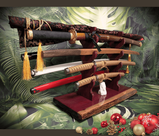 Walker Wood Gifts sword stands LARGE LIVE EDGE 9 Tier Purple Heart Katana Wakizashi Sword Display Stand A Perfect Gift for Martial Arts Collectors Dojo Enthusiasts