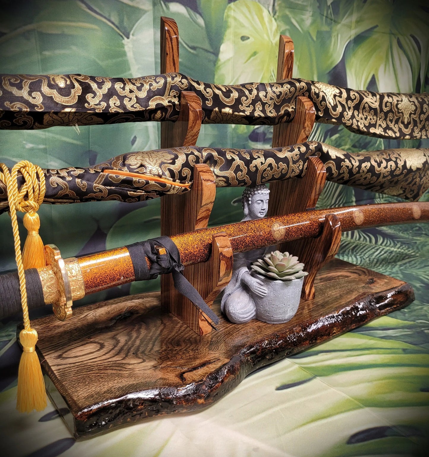 Rustic Live Edge 3 Tier Oak Zebra Wood Sword Display Stand Great Collectors Gift Walker Wood Gifts