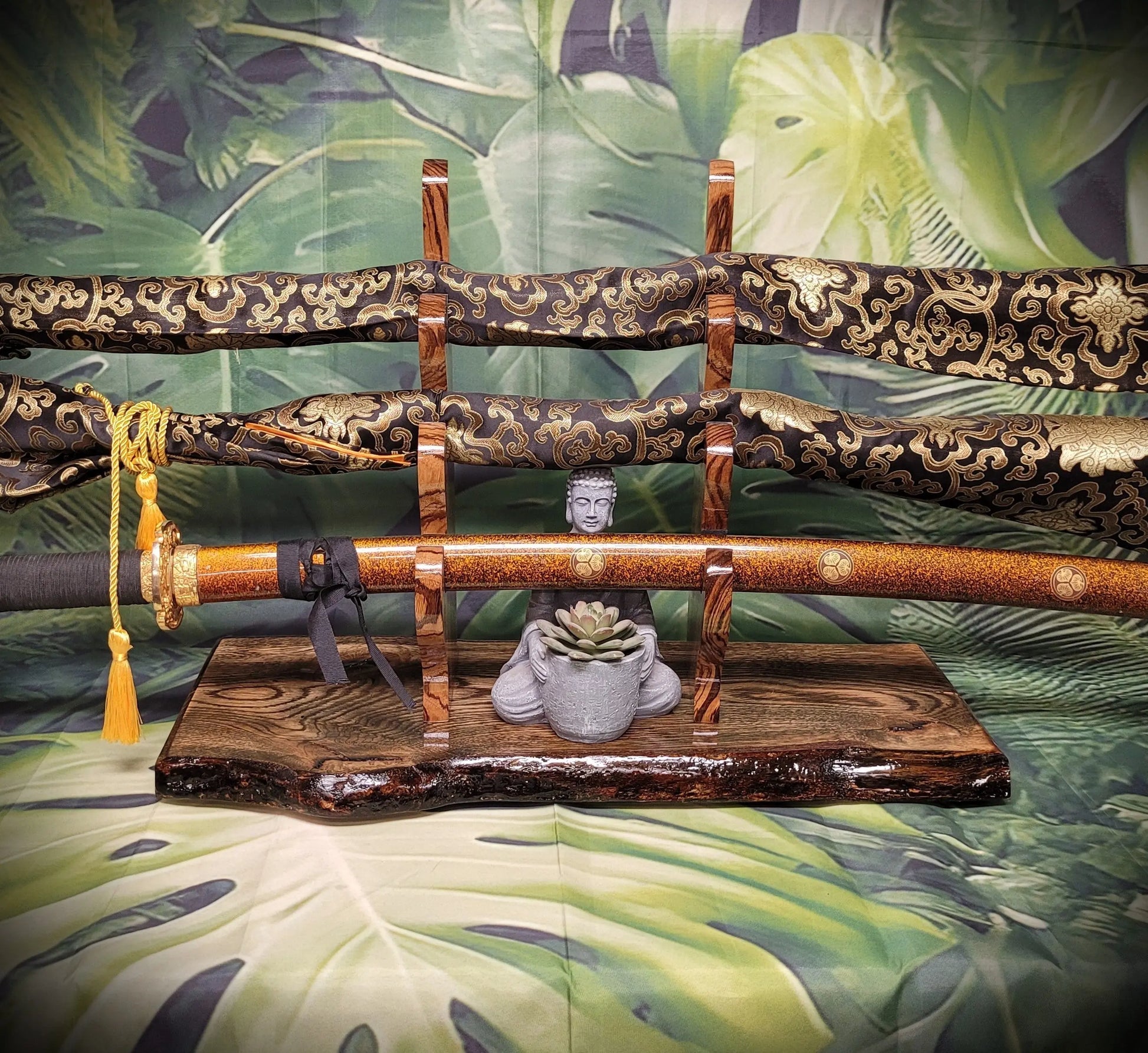 Rustic Live Edge 3 Tier Oak Zebra Wood Sword Display Stand Great Collectors Gift Walker Wood Gifts