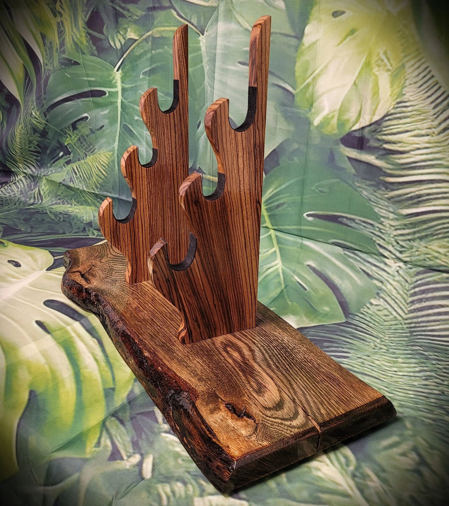 Rustic Live Edge 3 Tier Oak Zebra Wood Sword Display Stand Great Collectors Gift Walker Wood Gifts