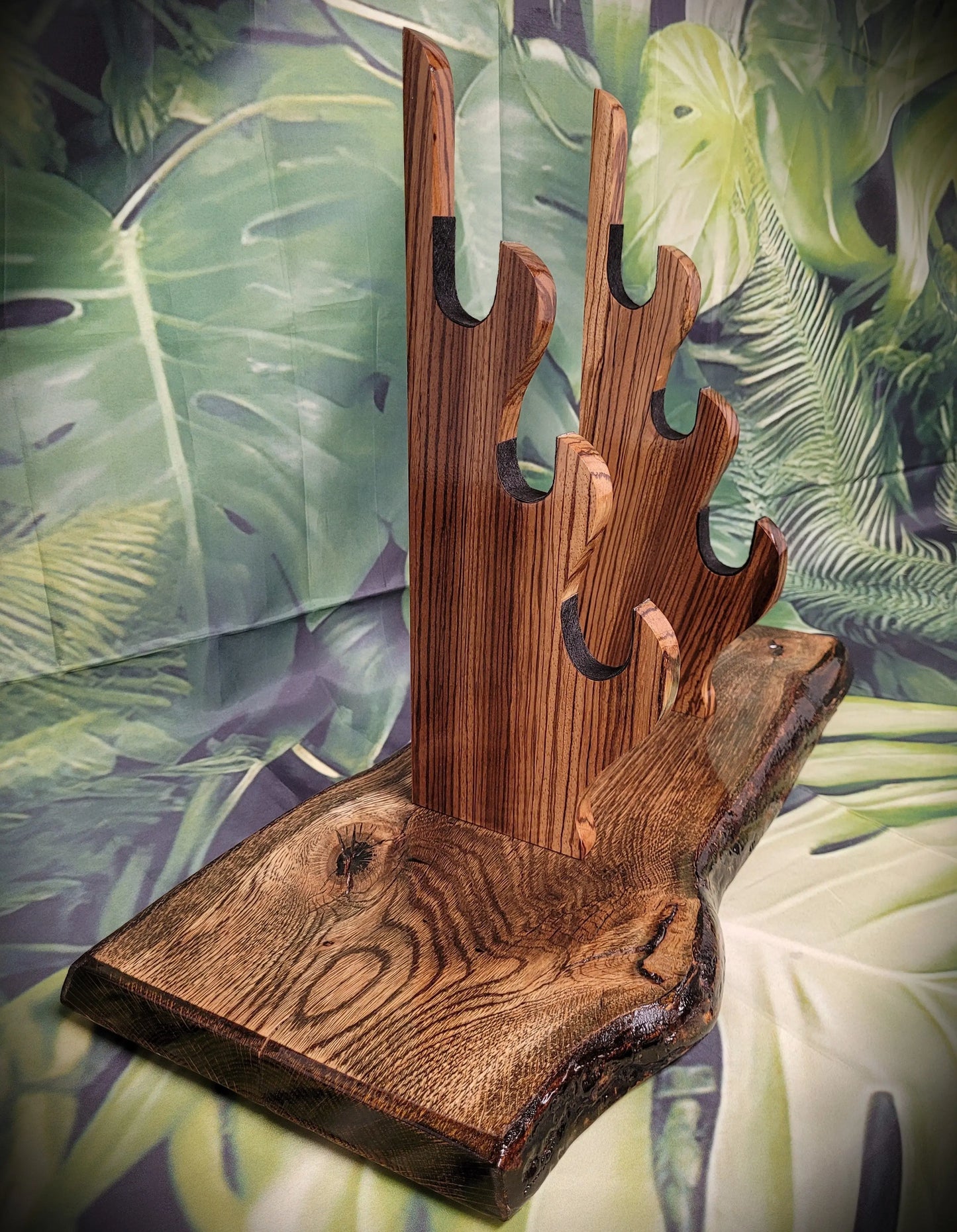 Rustic Live Edge 3 Tier Oak Zebra Wood Sword Display Stand Great Collectors Gift Walker Wood Gifts