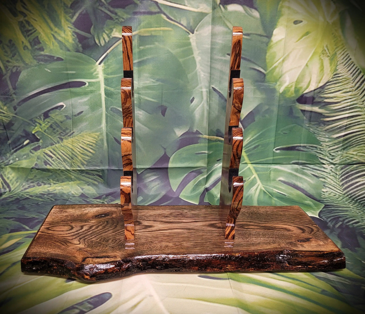 Rustic Live Edge 3 Tier Oak Zebra Wood Sword Display Stand Great Collectors Gift Walker Wood Gifts