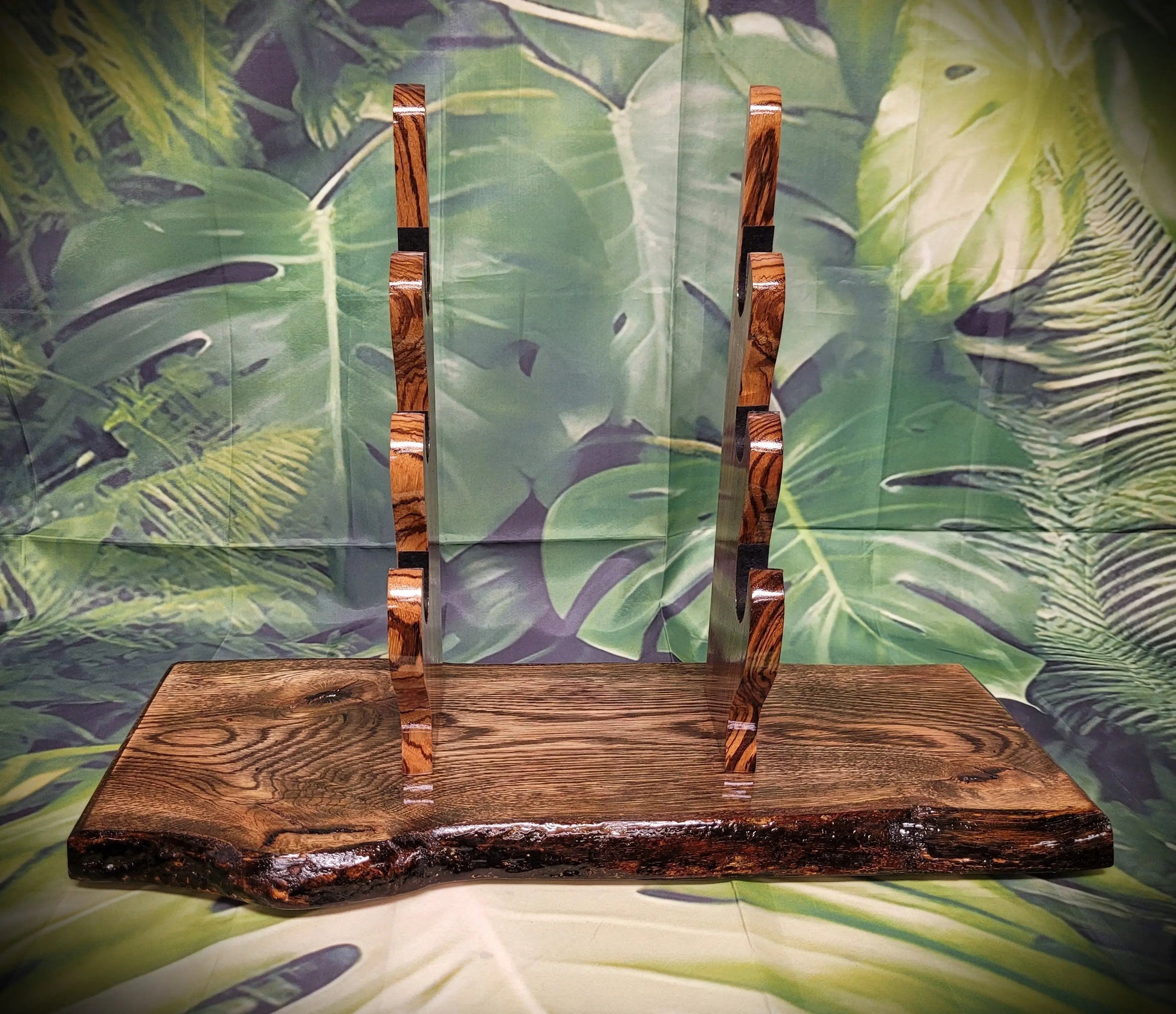 Rustic Live Edge 3 Tier Oak Zebra Wood Sword Display Stand Great Collectors Gift Walker Wood Gifts