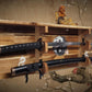 Walker Wood Gifts Traditional 2 Tier Katana Acacia Wall Shelf Display Yin Yang White Dragon Dojo Gift