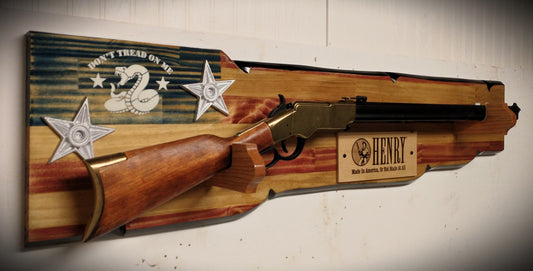 Walker Wood Gifts UNIQUE Don't Tread On Me Henry Lever Action Rifle Wall Display Collector Gift