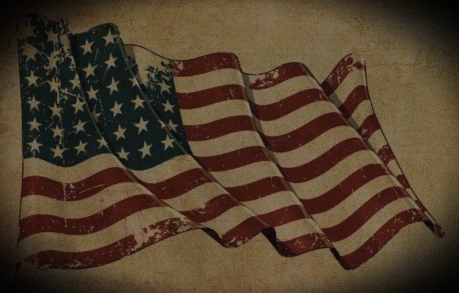Walker Wood Gifts Vintage Rustic 48 Star Flag M1 Garand Rifle and Bayonet Wall Display Patriot Soldier American Decor Collectors Gift