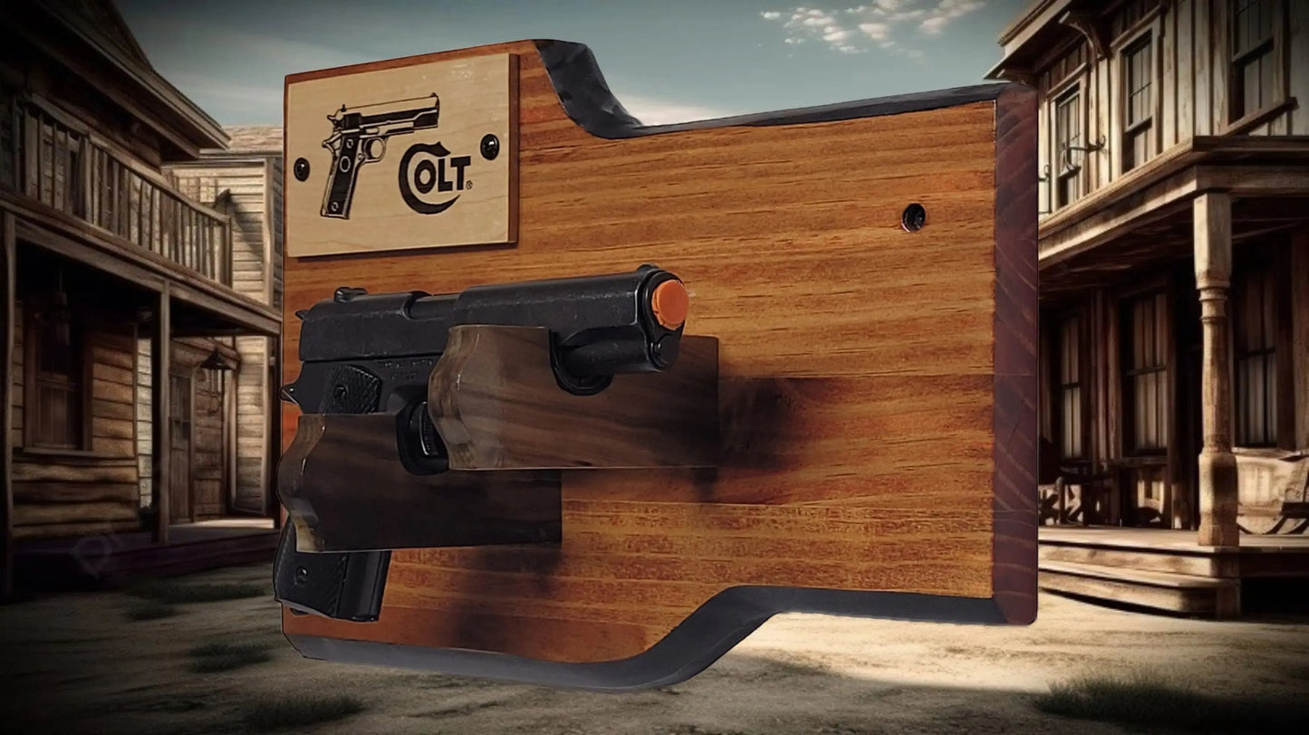 walkerwoodgifts Gun Display Rustic Knotty Pine 1911 Government Colt 45 Pistol Wall Mount Display Collectors Gift