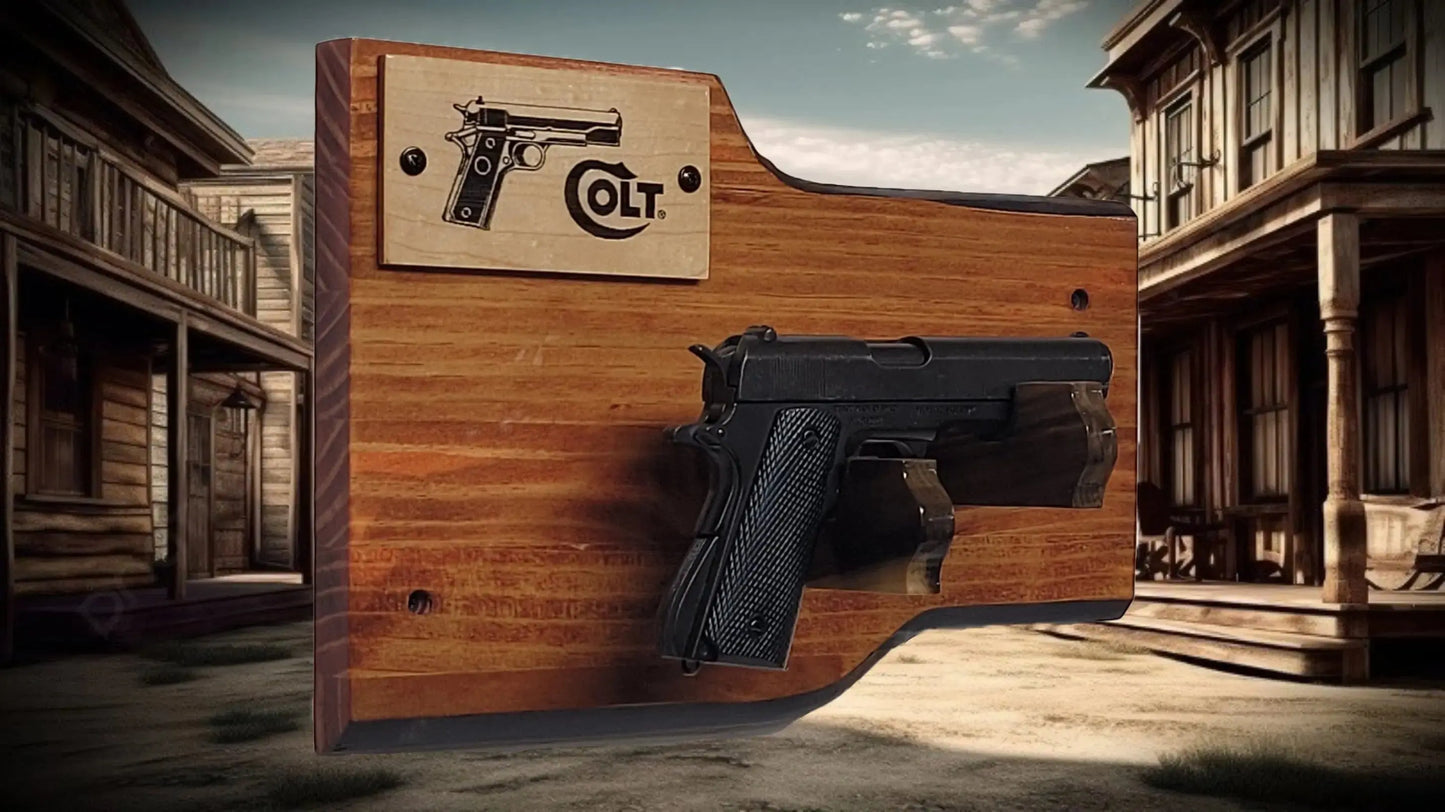 walkerwoodgifts Gun Display Rustic Knotty Pine 1911 Government Colt 45 Pistol Wall Mount Display Collectors Gift