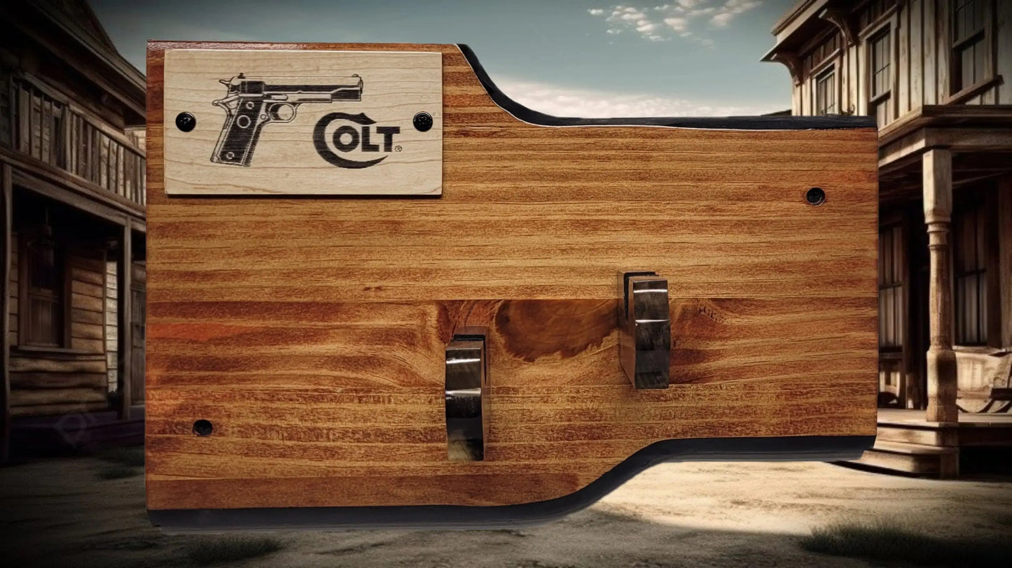 walkerwoodgifts Gun Display Rustic Knotty Pine 1911 Government Colt 45 Pistol Wall Mount Display Collectors Gift