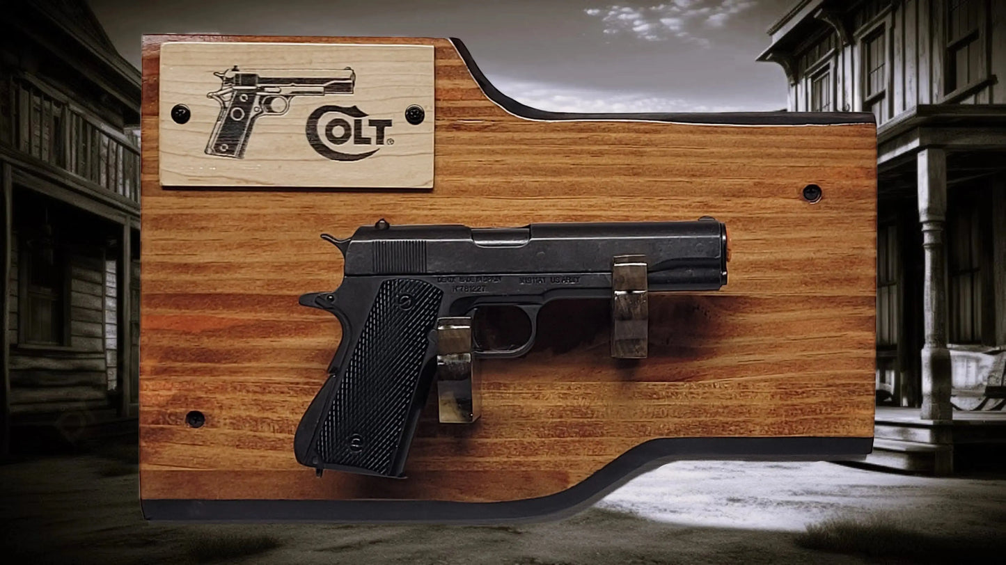 walkerwoodgifts Gun Display Rustic Knotty Pine 1911 Government Colt 45 Pistol Wall Mount Display Collectors Gift