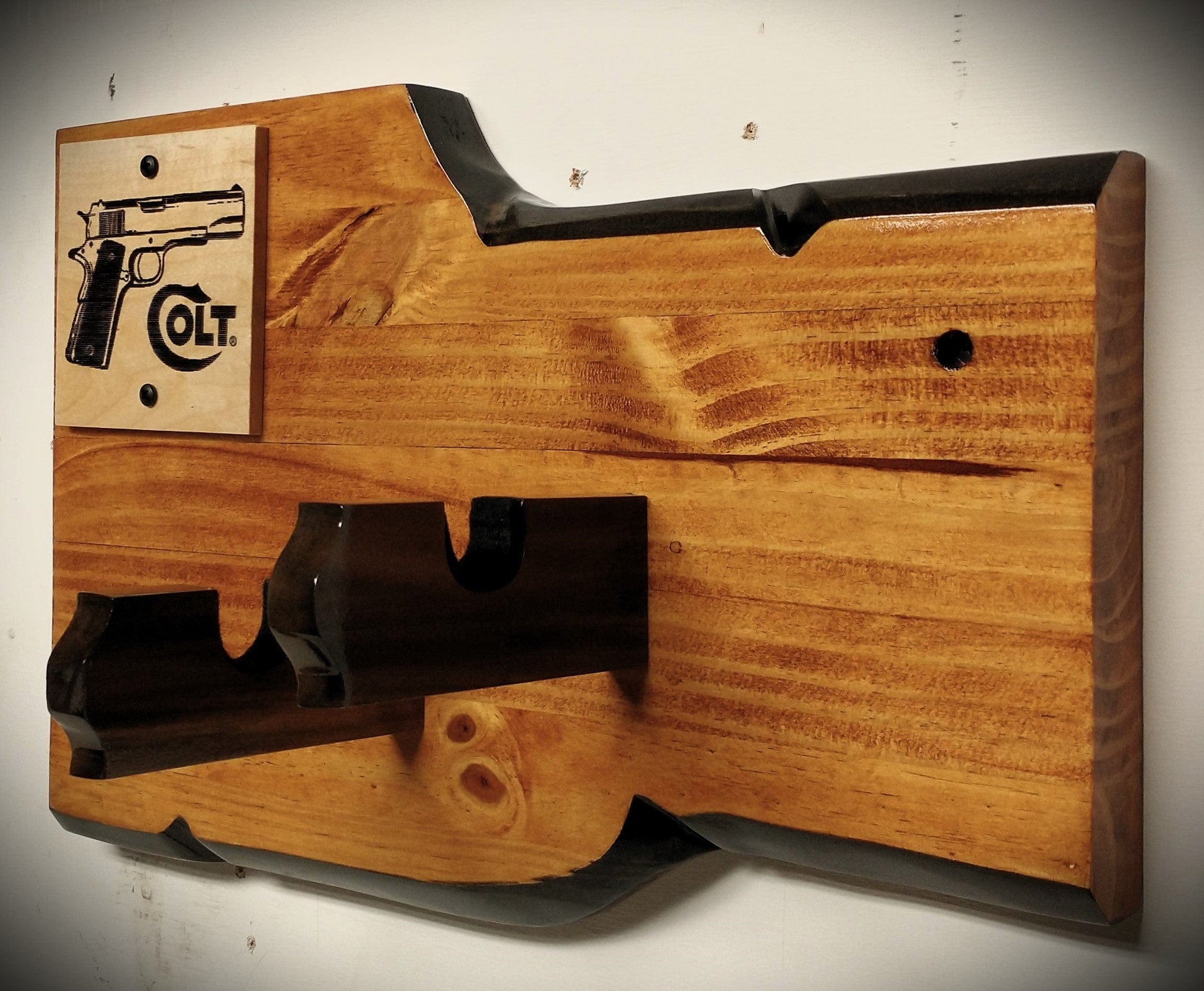 walkerwoodgifts Rustic Knotty Pine 1911 Government Colt 45 Wall Mount Display Collectors Gift