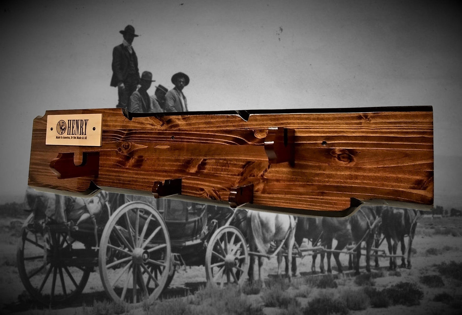 walkerwoodgifts Rustic Knotty Pine Henry Gun Rack Display For Lever Action Rifle Faux Live Edge Bullet Hangers Cabin Décor Collectors Gift