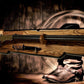 walkerwoodgifts Rustic Oak Henry Gun Rack Display For Lever Action Rifle Faux Live Edge Bullet Hangers Cabin Décor Collectors Gift