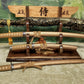 walkerwoodgifts sword display 3 Tier Rustic Live Edge Black Walnut Japanese Samurai Sword Display Stand Collectors Gift