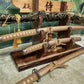 walkerwoodgifts sword display 3 Tier Rustic Live Edge Black Walnut Japanese Samurai Sword Display Stand Collectors Gift