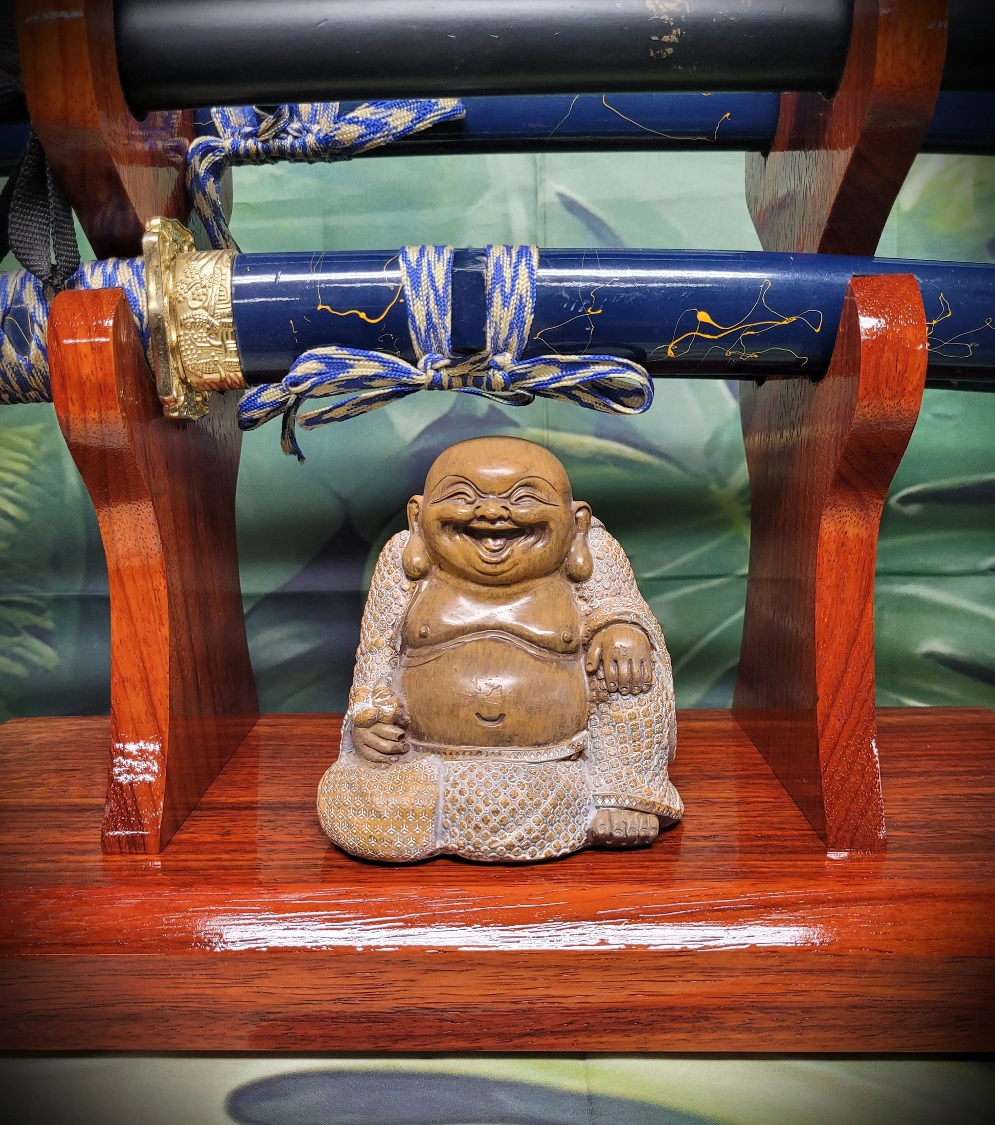 walkerwoodgifts sword display 4-Tier Stunning Elevated Padauk Samurai Sword Stand: A Perfect Collector's Gift