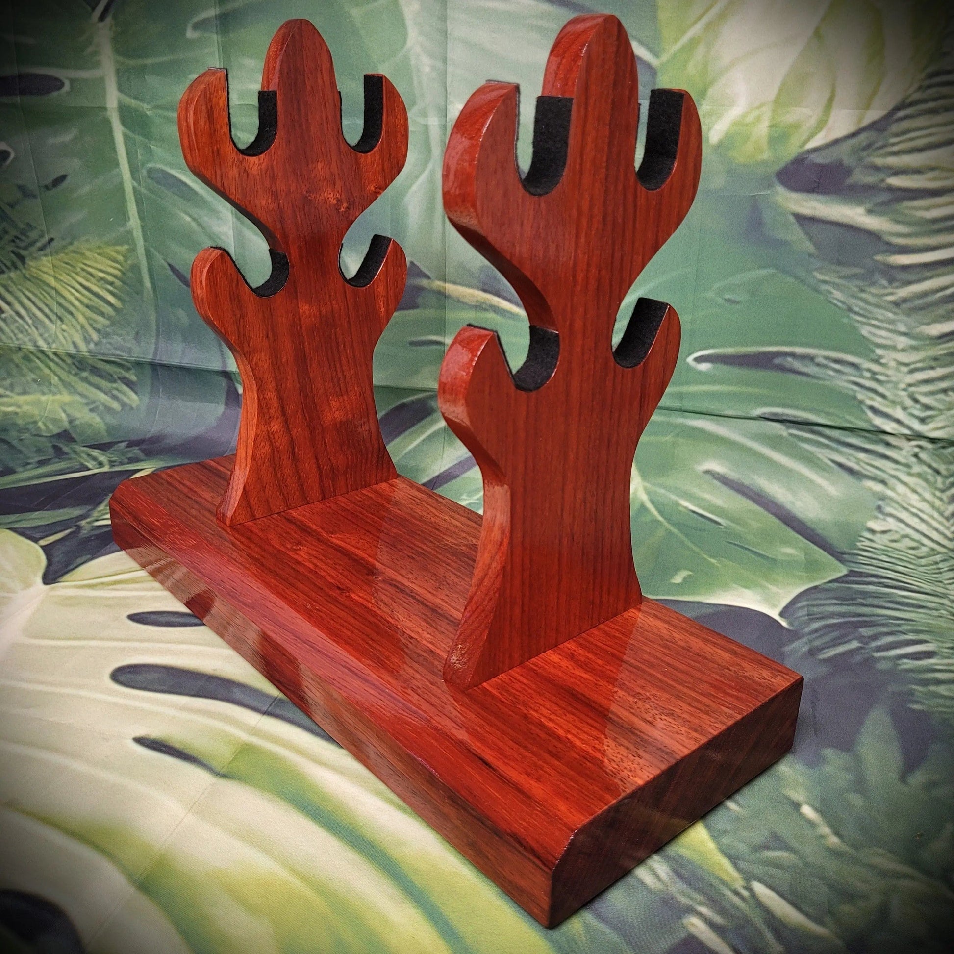 walkerwoodgifts sword display 4-Tier Stunning Elevated Padauk Samurai Sword Stand: A Perfect Collector's Gift