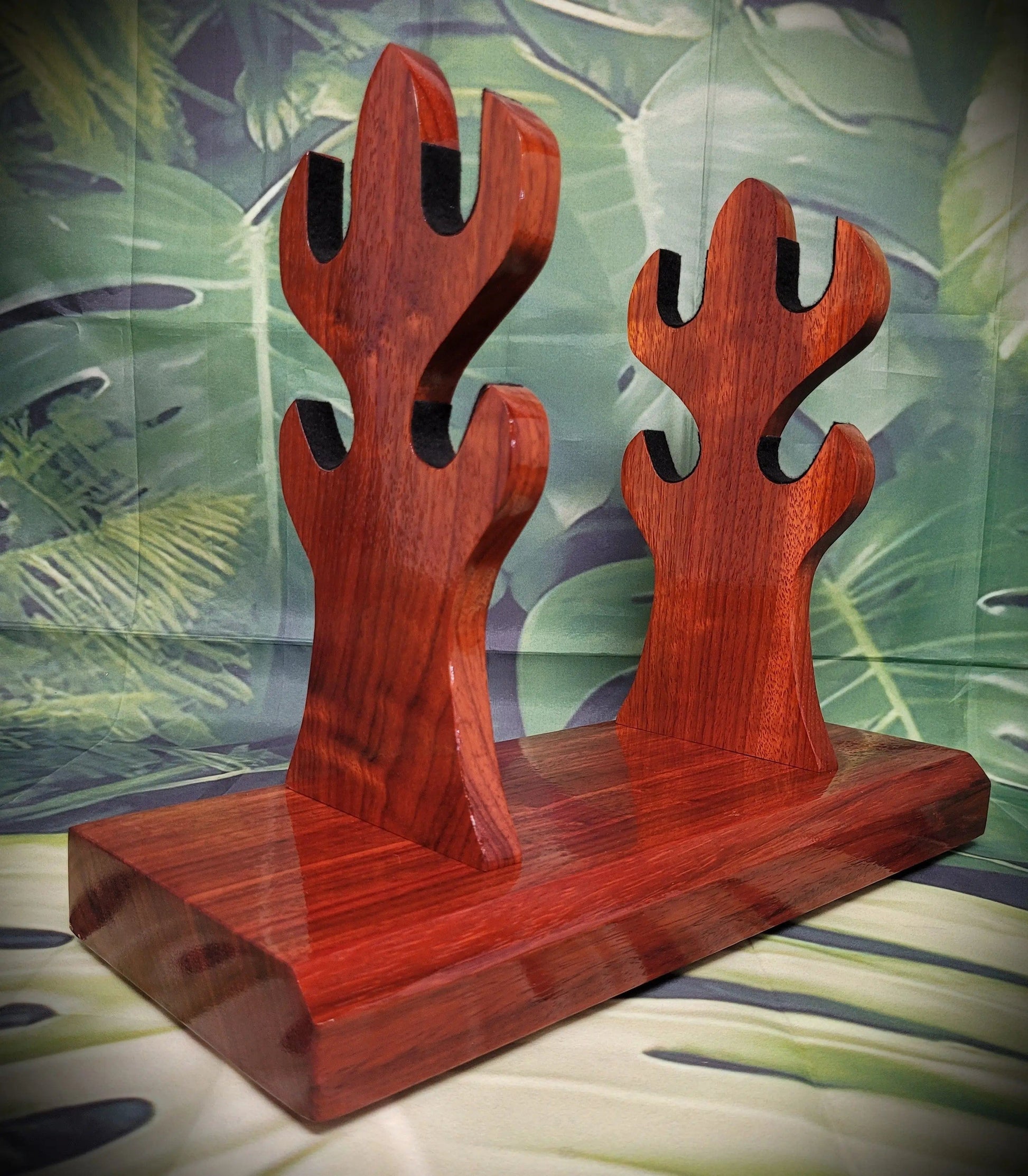 walkerwoodgifts sword display 4-Tier Stunning Elevated Padauk Samurai Sword Stand: A Perfect Collector's Gift