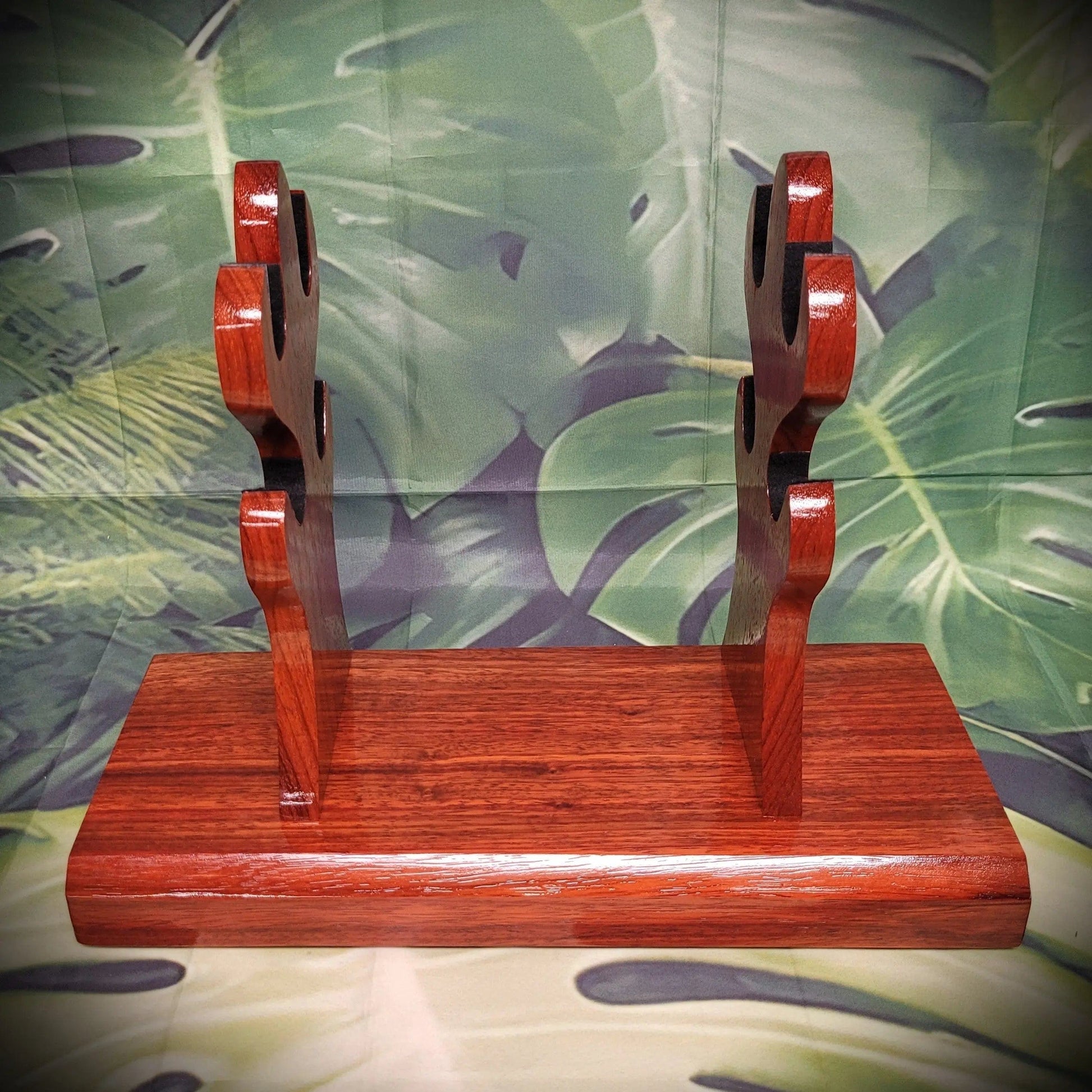 walkerwoodgifts sword display 4-Tier Stunning Elevated Padauk Samurai Sword Stand: A Perfect Collector's Gift