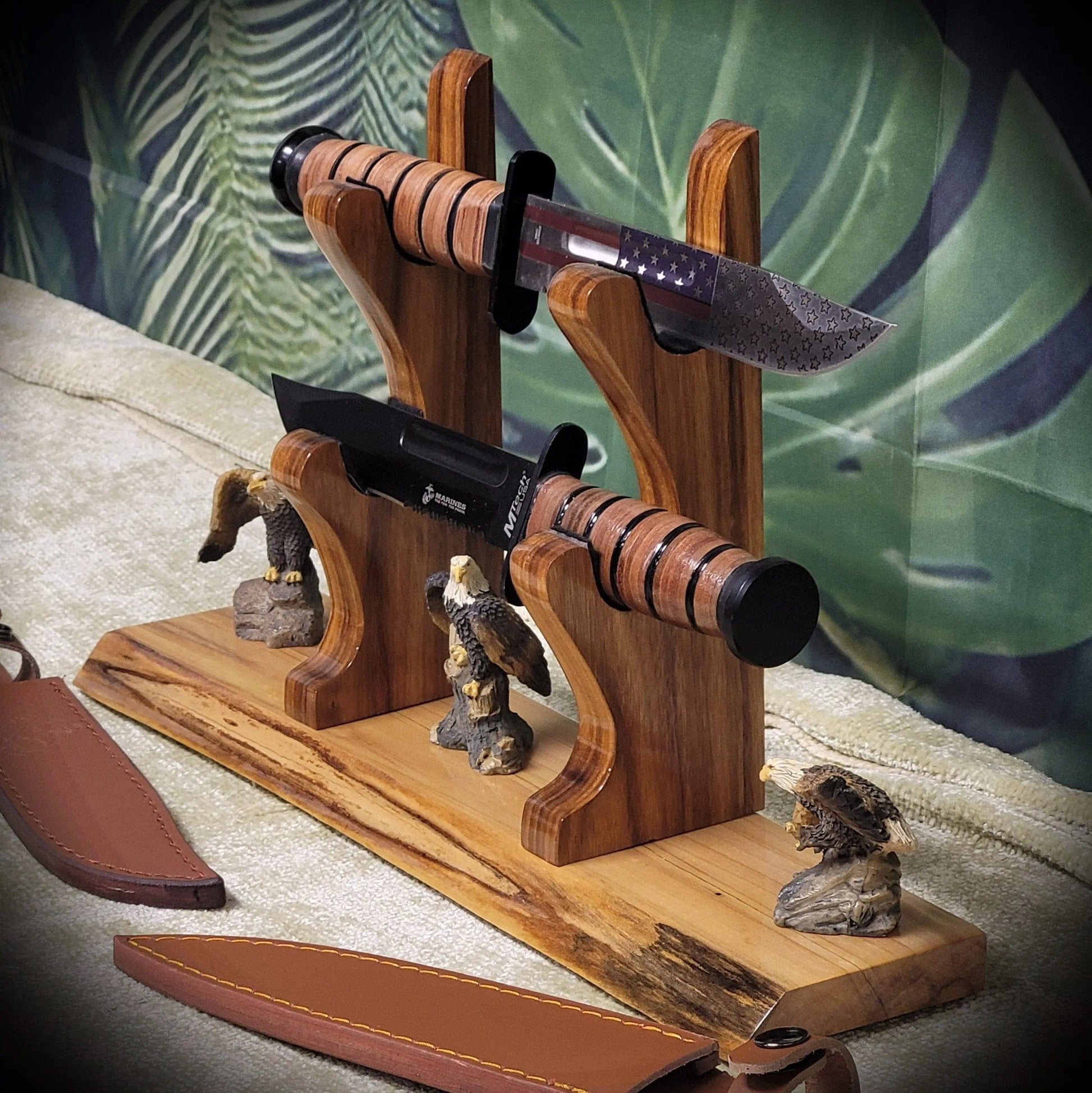 walkerwoodgifts sword display Beautiful Live Edge 2 Tier Ambrosia Maple Samurai Sword Display Stand Veteran Collectors Gift