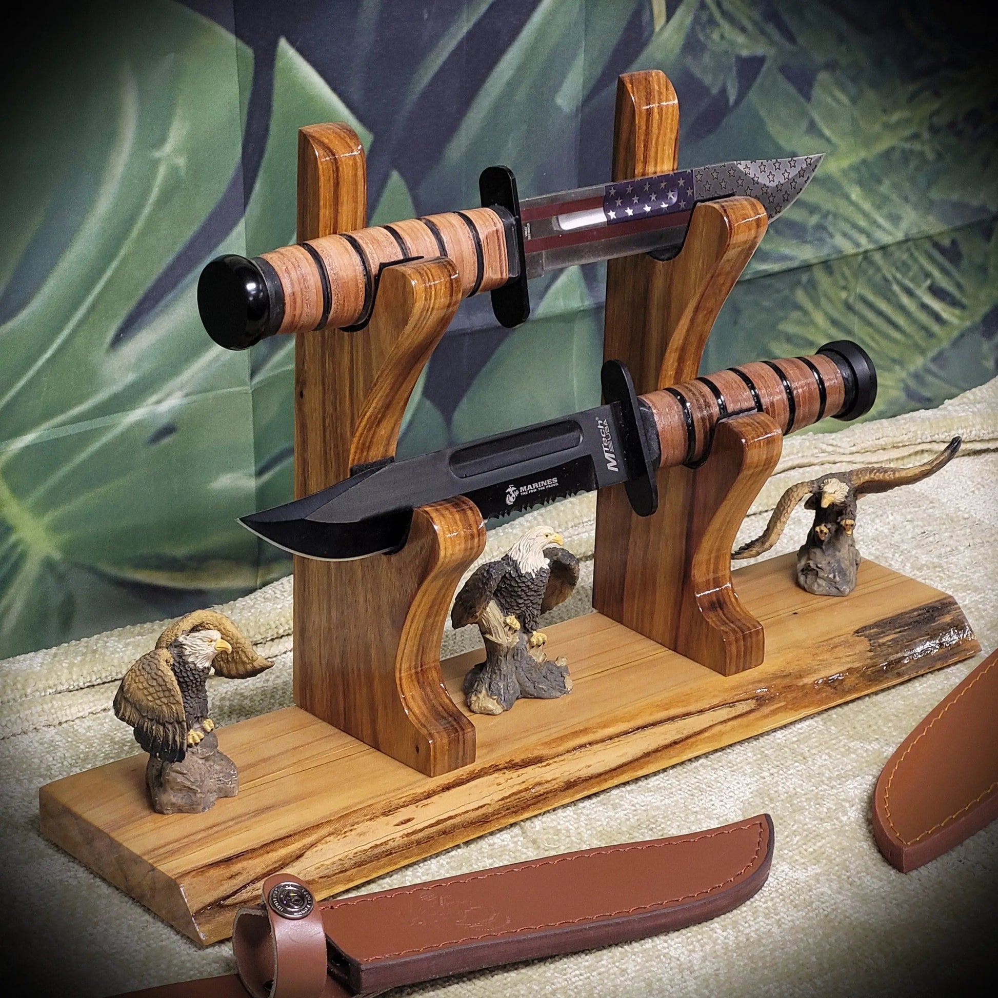 walkerwoodgifts sword display Beautiful Live Edge 2 Tier Ambrosia Maple Samurai Sword Display Stand Veteran Collectors Gift