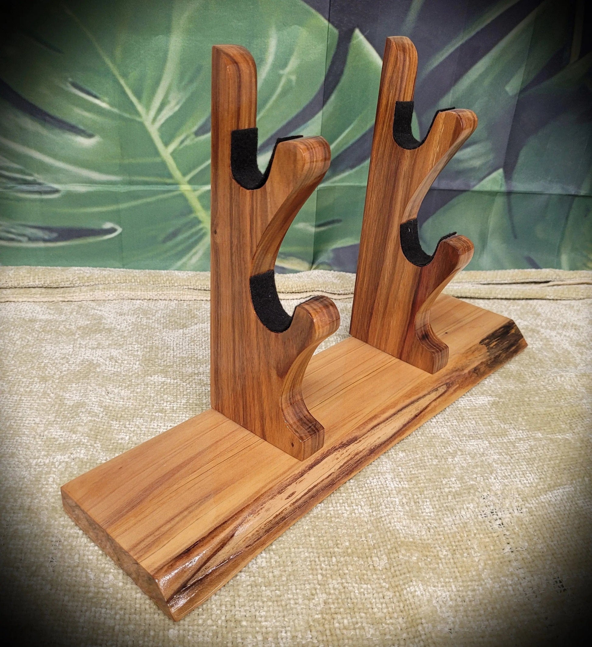 walkerwoodgifts sword display Beautiful Live Edge 2 Tier Ambrosia Maple Samurai Sword Display Stand Veteran Collectors Gift