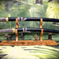 walkerwoodgifts sword display Beautiful Live Edge Cherry Sword Display 2 Tiers of Rustic Elegance for Samurai Enthusiasts