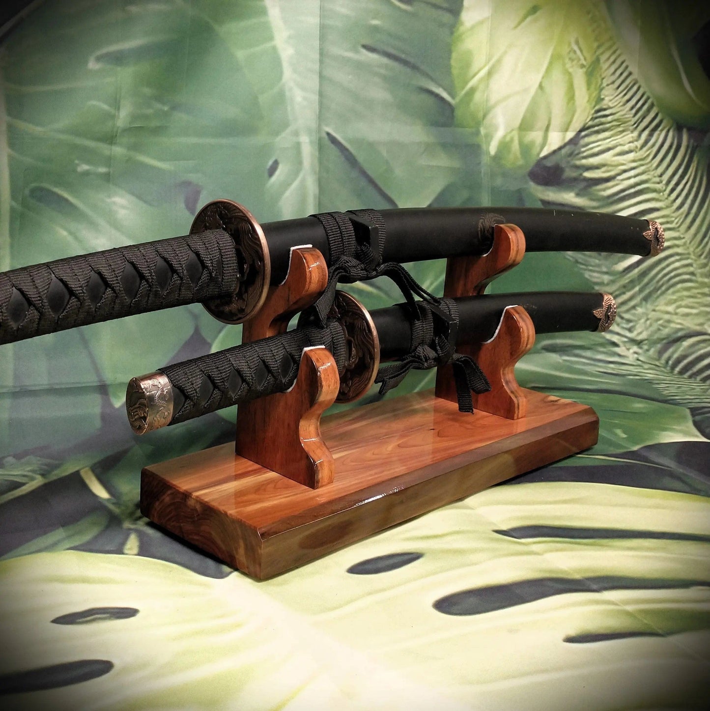 walkerwoodgifts sword display Beautiful Unique 2 Tier Red Cedar & Rosewood Sword Stand Display Collector Gift