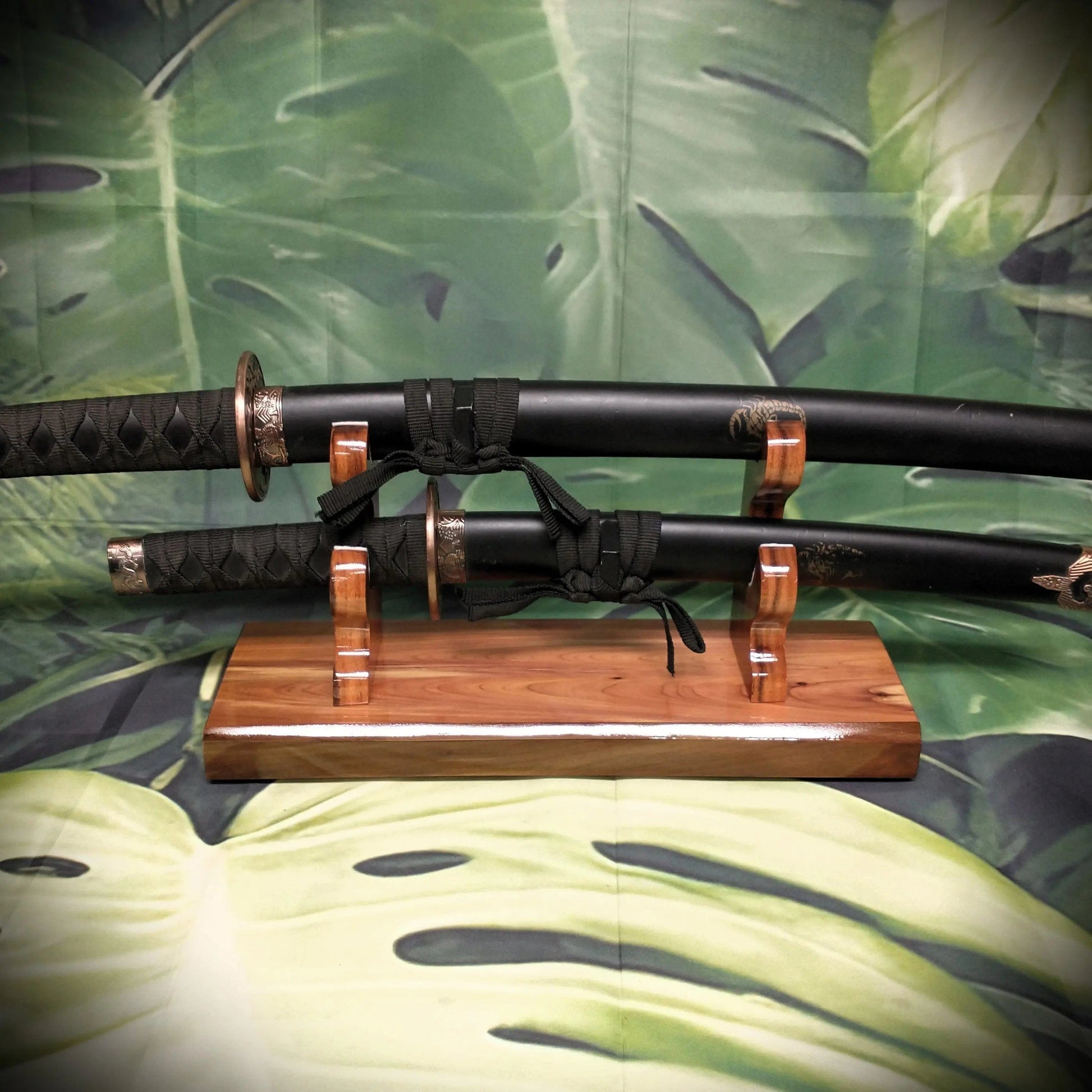 walkerwoodgifts sword display Beautiful Unique 2 Tier Red Cedar & Rosewood Sword Stand Display Collector Gift