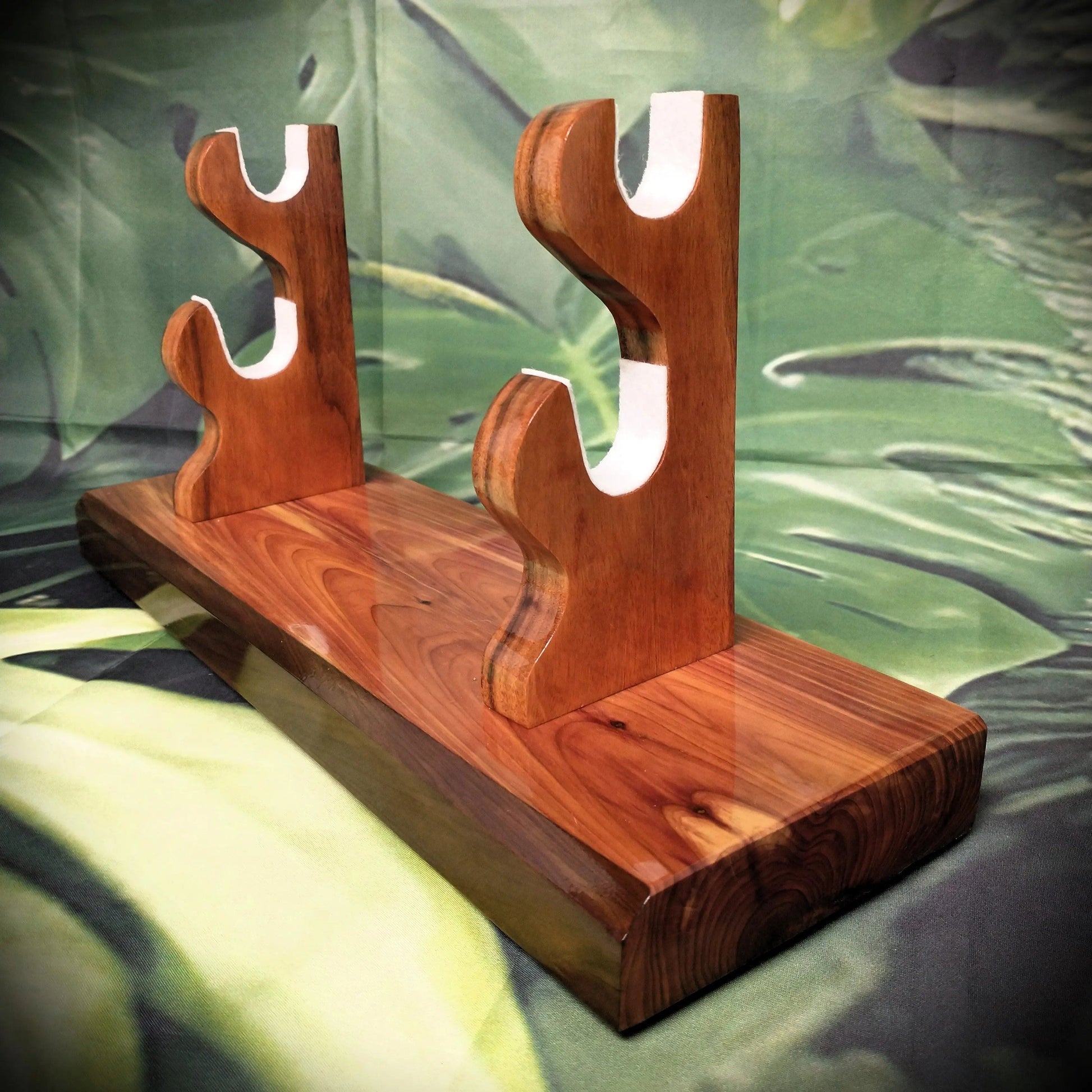 walkerwoodgifts sword display Beautiful Unique 2 Tier Red Cedar & Rosewood Sword Stand Display Collector Gift