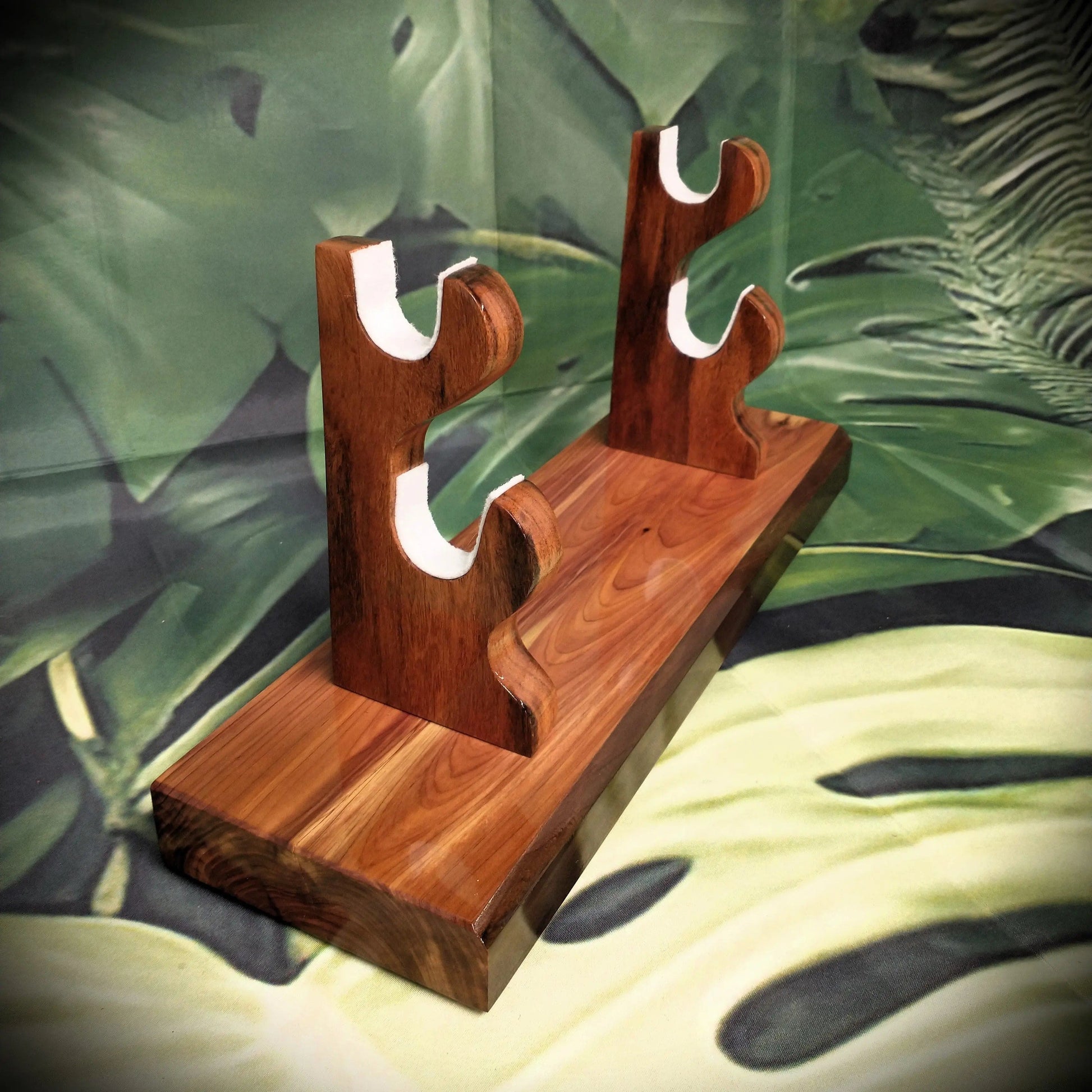 walkerwoodgifts sword display Beautiful Unique 2 Tier Red Cedar & Rosewood Sword Stand Display Collector Gift