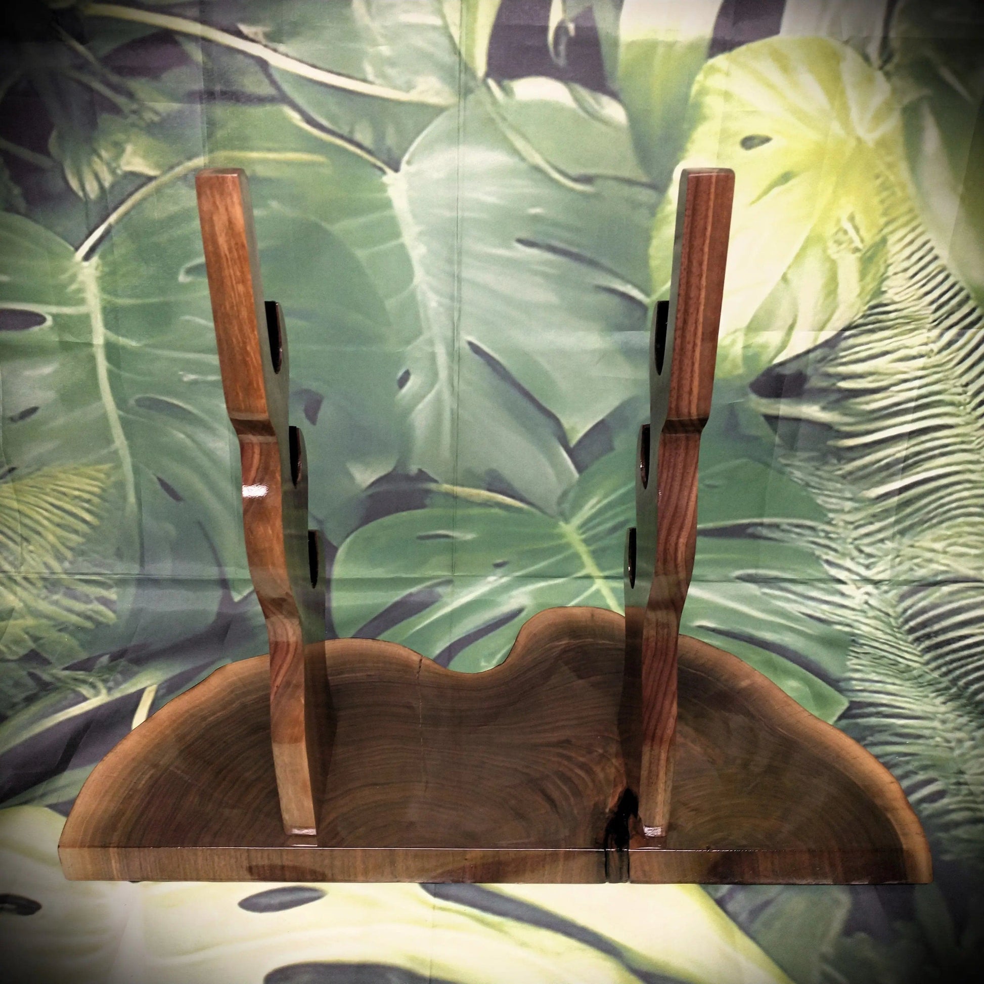 walkerwoodgifts sword display Exotic Live Edge Walnut 3 Tier Display Stand Samurai Perfect Collectors Gift