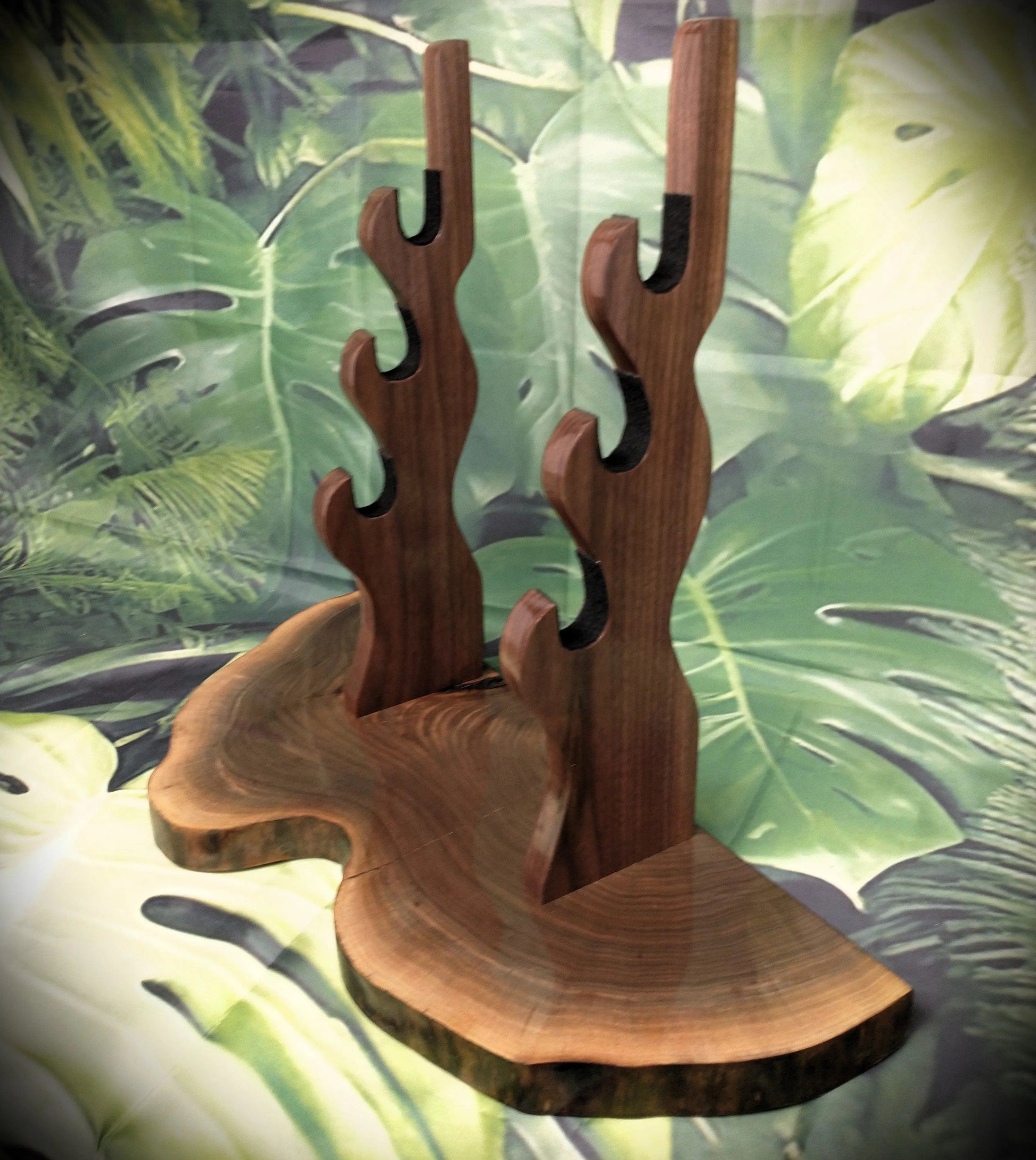 walkerwoodgifts sword display Exotic Live Edge Walnut 3 Tier Display Stand Samurai Perfect Collectors Gift