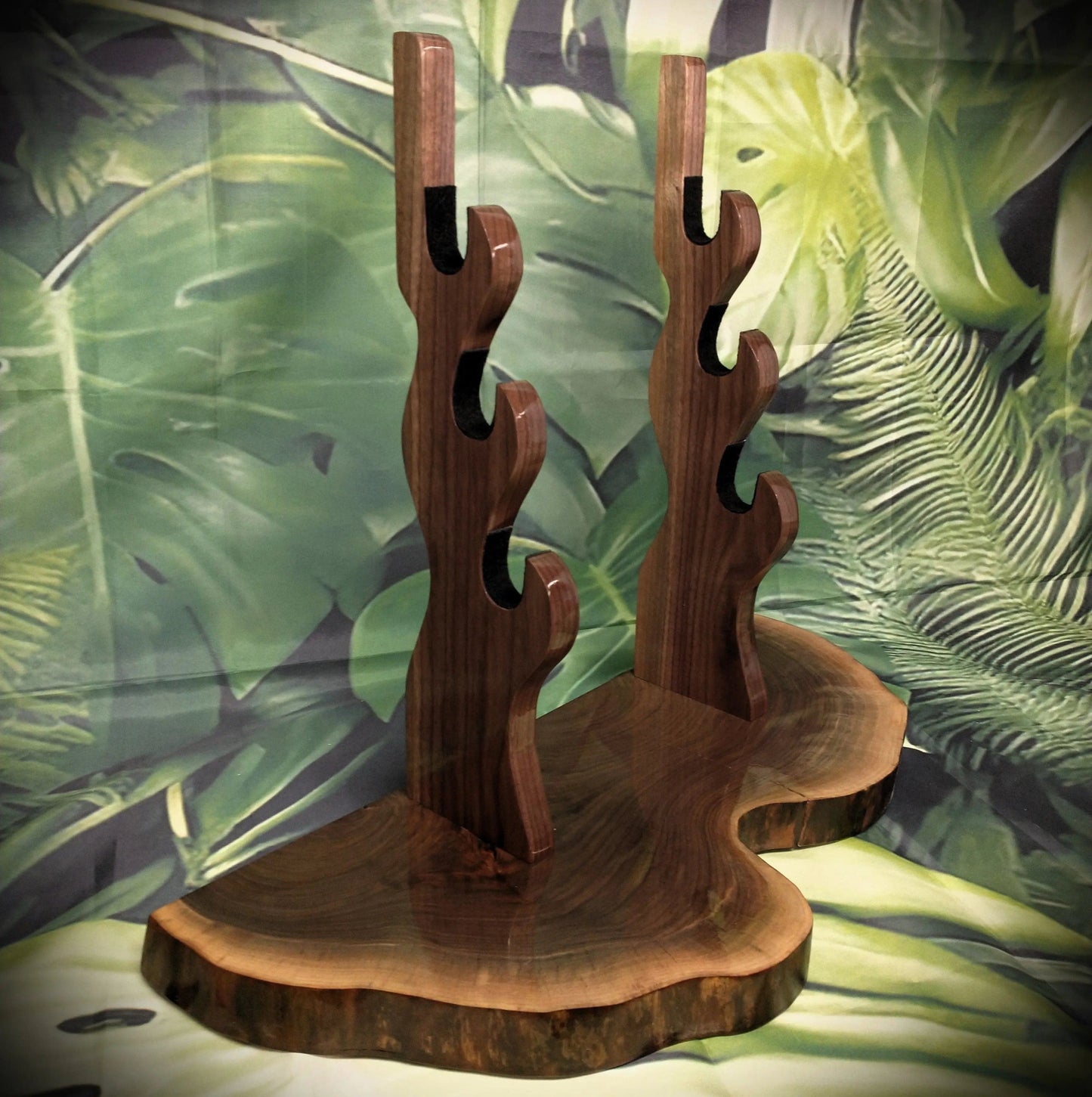 walkerwoodgifts sword display Exotic Live Edge Walnut 3 Tier Display Stand Samurai Perfect Collectors Gift
