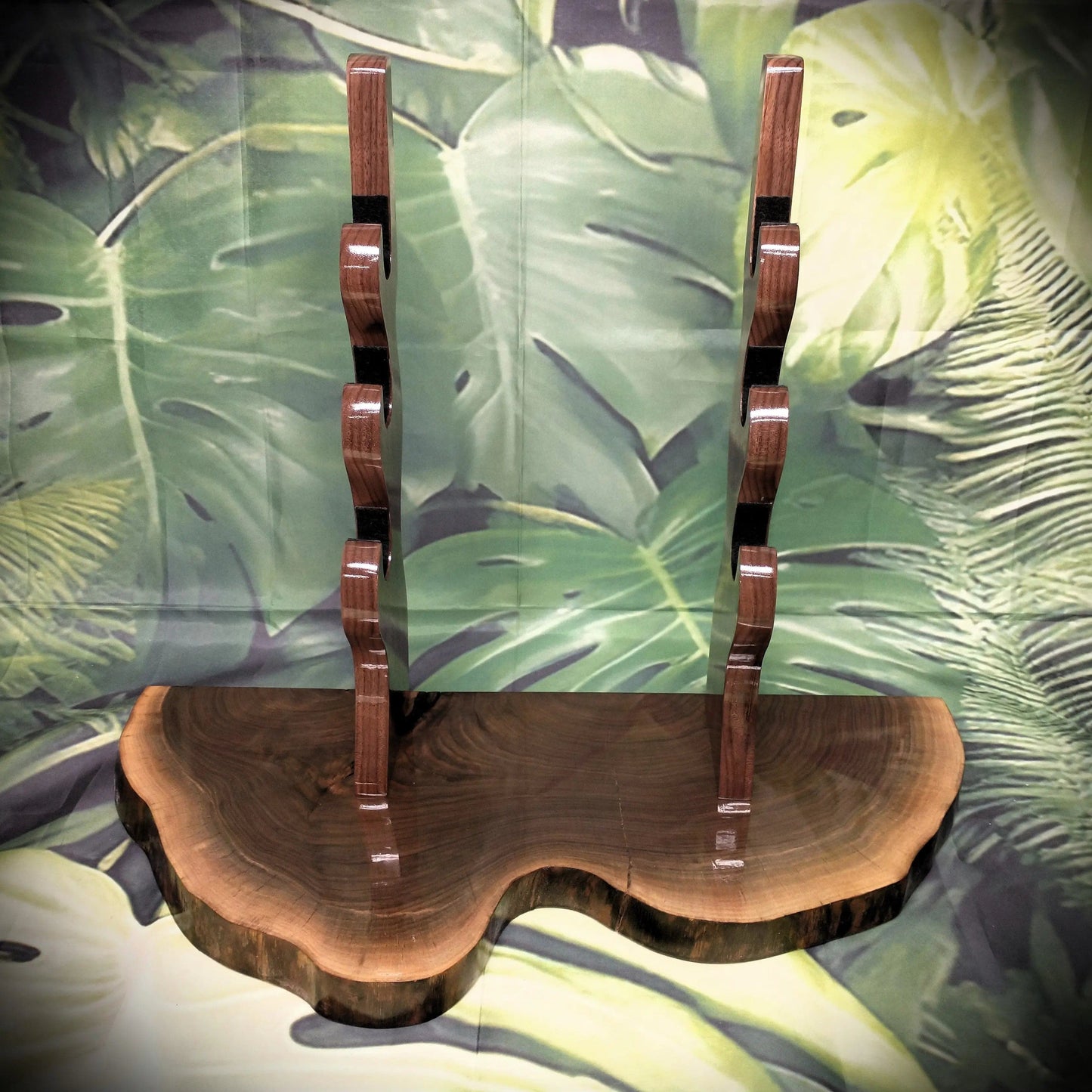 walkerwoodgifts sword display Exotic Live Edge Walnut 3 Tier Display Stand Samurai Perfect Collectors Gift