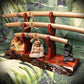 walkerwoodgifts sword display Exquisite 3-Tier Live Edge Figured Maple and Padauk Display Stand Japanese Samurai Sword Collectors Perfect Gift