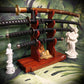 walkerwoodgifts sword display Handmade Beautiful Contoured Padauk Samurai Sword Stand 4-Tier Katana Display