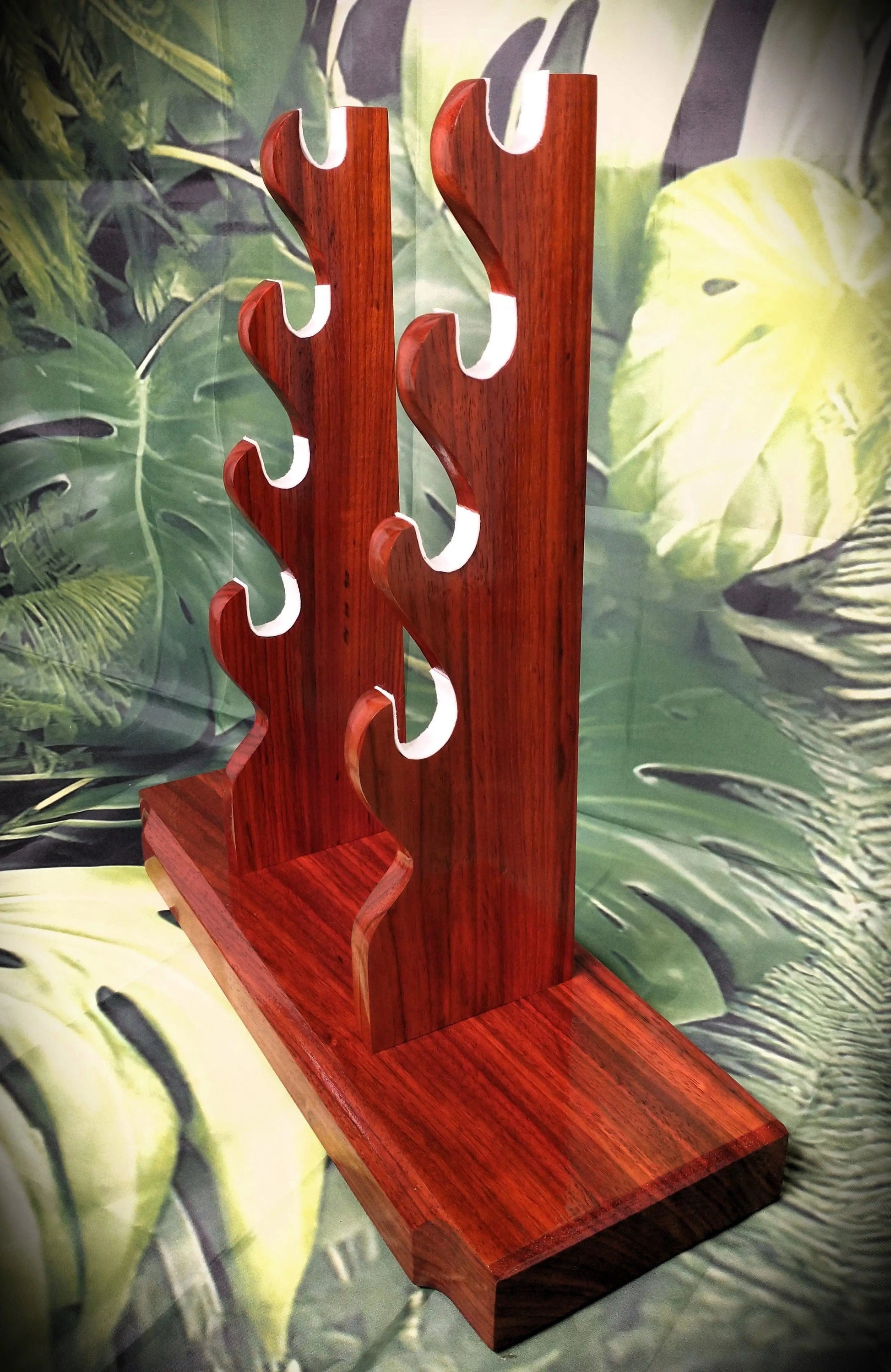 walkerwoodgifts sword display Handmade Beautiful Contoured Padauk Samurai Sword Stand 4-Tier Katana Display