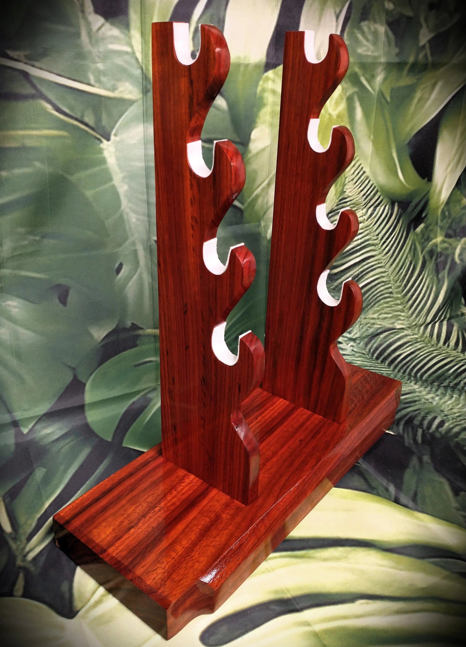 walkerwoodgifts sword display Handmade Beautiful Contoured Padauk Samurai Sword Stand 4-Tier Katana Display
